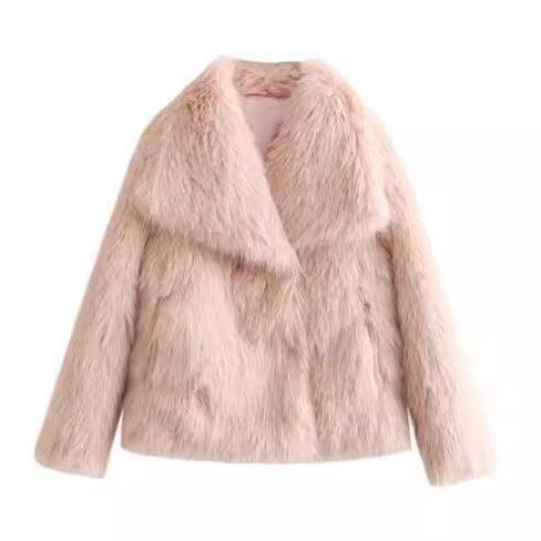 Warmer Winter-Plüschmantel für Damen – Modischer, Verdickter Revers-Langarm-Look
