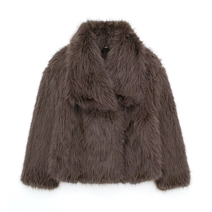 Warmer Winter-Plüschmantel für Damen – Modischer, Verdickter Revers-Langarm-Look