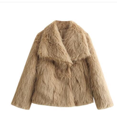Warmer Winter-Plüschmantel für Damen – Modischer, Verdickter Revers-Langarm-Look