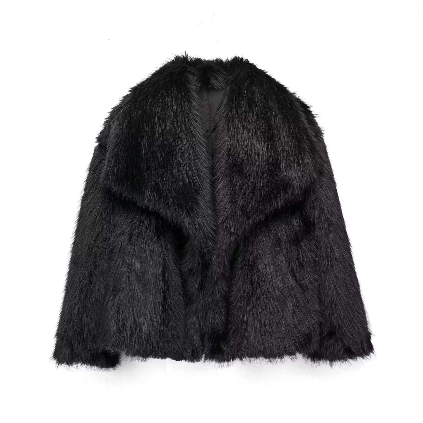 Warmer Winter-Plüschmantel für Damen – Modischer, Verdickter Revers-Langarm-Look