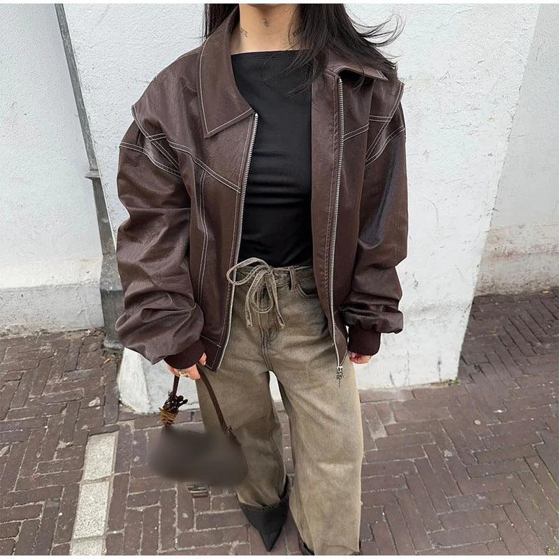 Stylischer Damen-Mantel mit Reverskragen und Reißverschluss – Eleganz für jede Gelegenheit