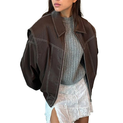Stylischer Damen-Mantel mit Reverskragen und Reißverschluss – Eleganz für jede Gelegenheit