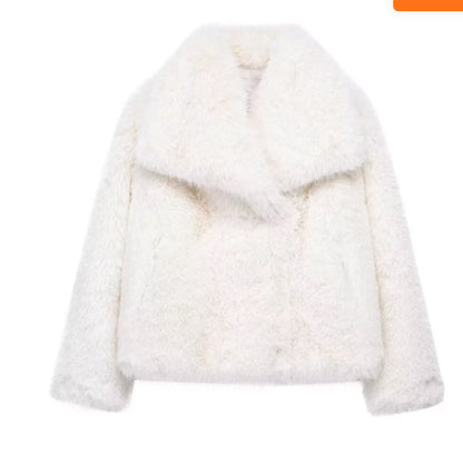 Warmer Winter-Plüschmantel für Damen – Modischer, Verdickter Revers-Langarm-Look