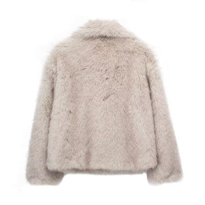 Warmer Winter-Plüschmantel für Damen – Modischer, Verdickter Revers-Langarm-Look