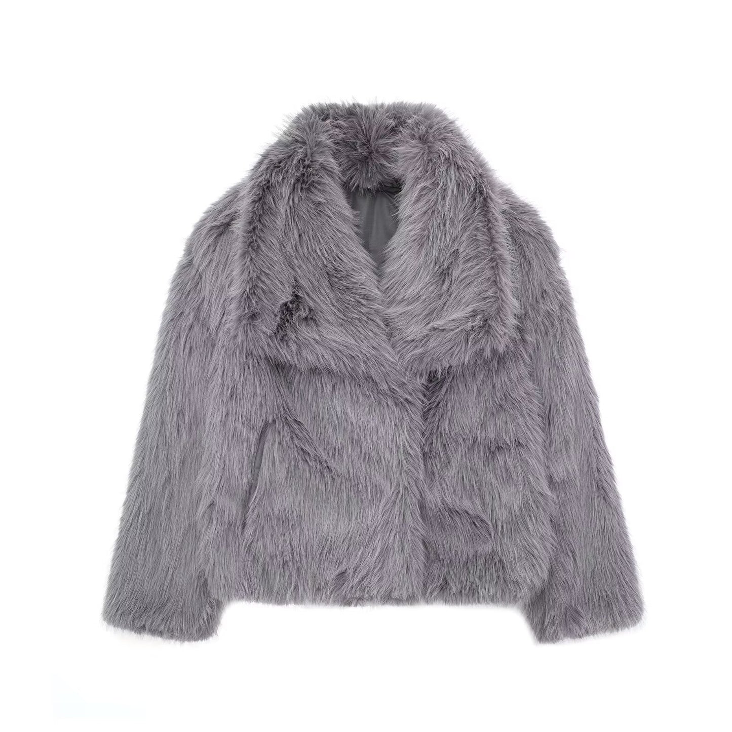 Warmer Winter-Plüschmantel für Damen – Modischer, Verdickter Revers-Langarm-Look