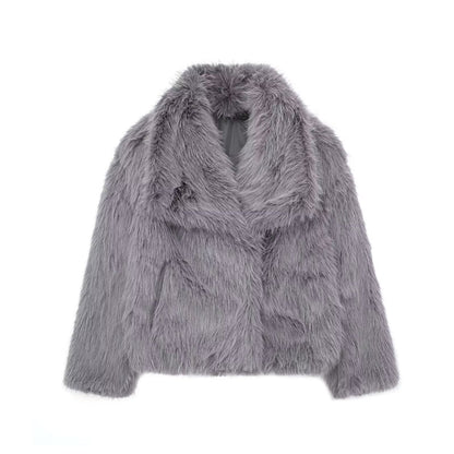 Warmer Winter-Plüschmantel für Damen – Modischer, Verdickter Revers-Langarm-Look