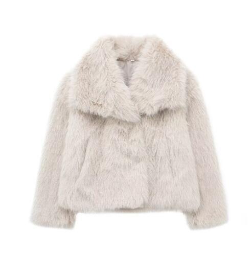 Warmer Winter-Plüschmantel für Damen – Modischer, Verdickter Revers-Langarm-Look
